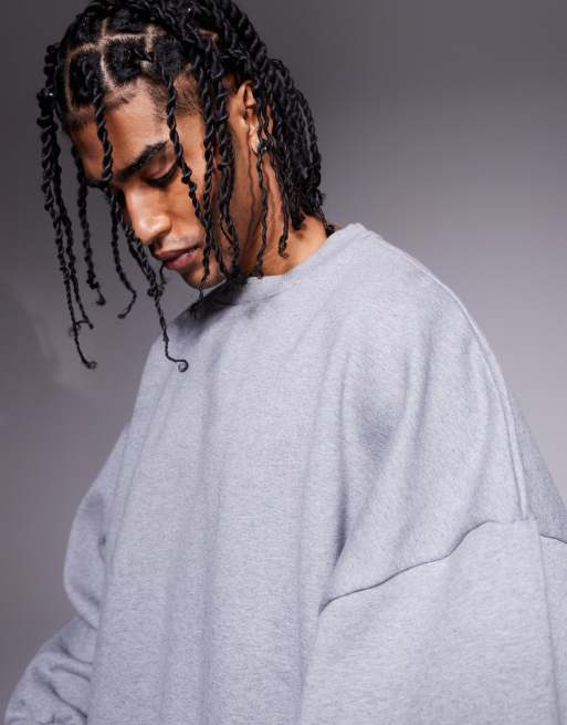 ASOS DESIGN - Sweat ultra oversize en tissu épais 400 g/m² de qualité supérieure - Gris chiné, 4 de 4