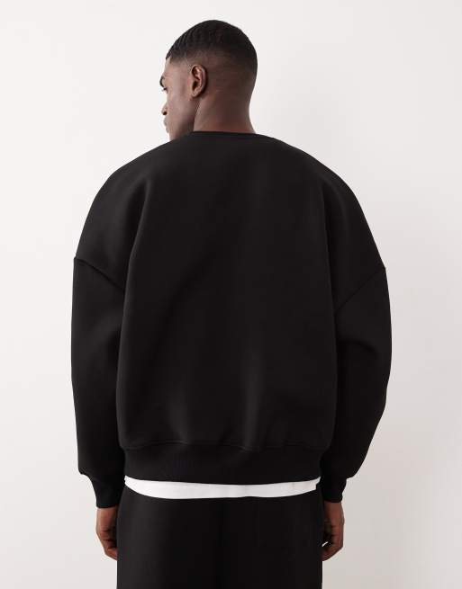 ASOS DESIGN - Sweat ultra oversize en tissu imitation néoprène épais - Noir, 3 de 5