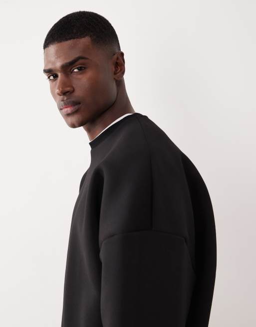 ASOS DESIGN - Sweat ultra oversize en tissu imitation néoprène épais - Noir, 4 de 5