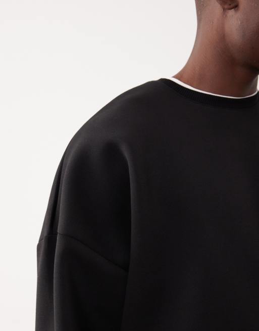 ASOS DESIGN - Sweat ultra oversize en tissu imitation néoprène épais - Noir, 5 de 5