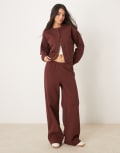 [ASOS DESIGN] ASOS DESIGN sweat wide leg trackies in chocolate (part of a set)-Brown S Chocolate