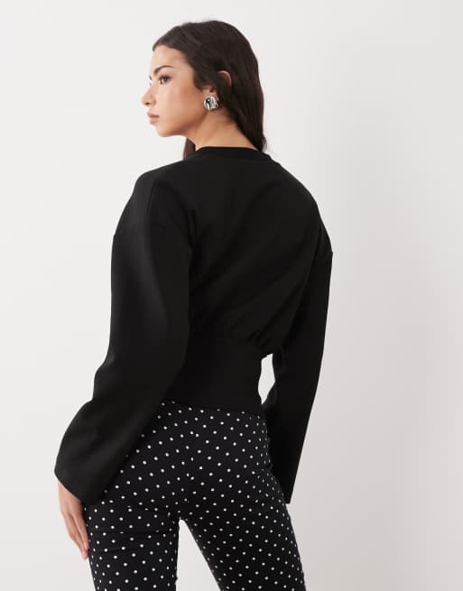 ASOS DESIGN - Sweat zippé en maille interlock avec grosses fleurs - Noir, 4 de 4