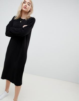 black fine knit jumper dress