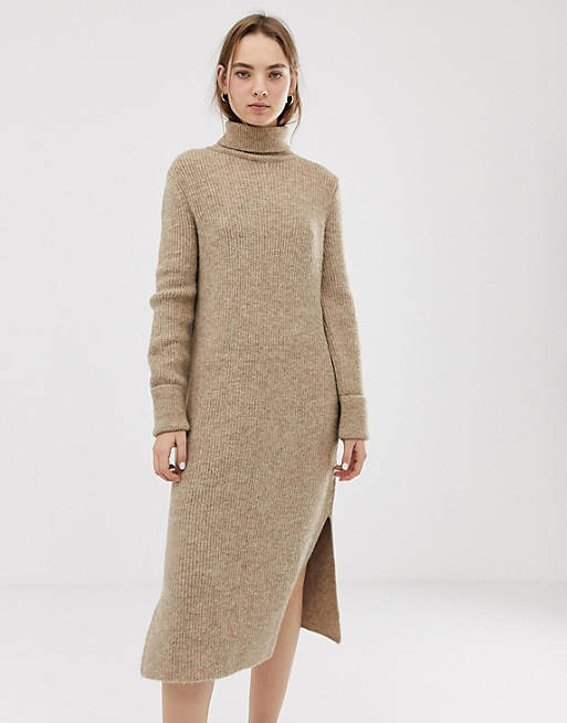ASOS DESIGN sweater dress in midi length with side splits