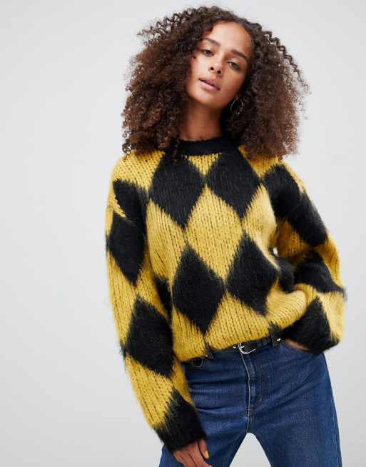 ASOS DESIGN sweater in diamond pattern