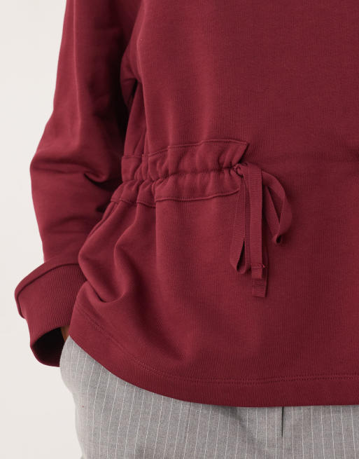 ASOS DESIGN - Sweater met gerimpeld detail met strik in bordeauxrood, 3 van 4