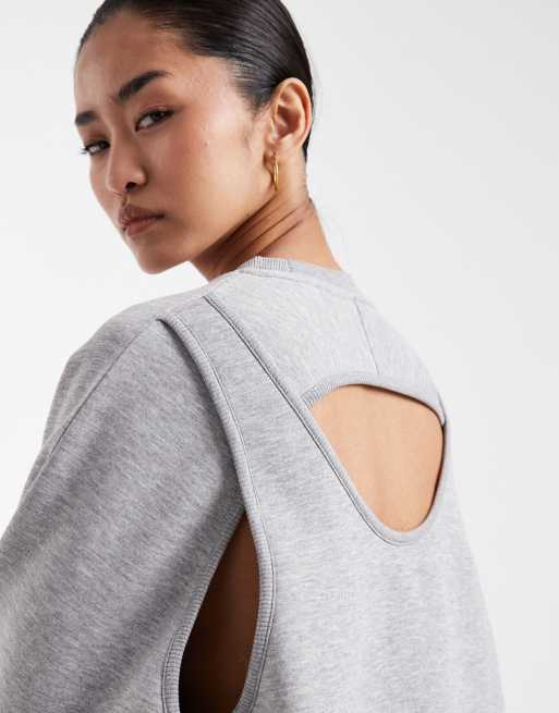 ASOS DESIGN - Sweater met lange mouwen en keyhole-uitsnijding in grijs, 3 van 4