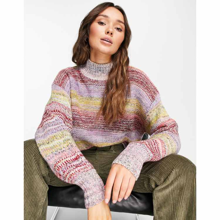 ASOS Design Sweater in Mixed Yarn Stripe