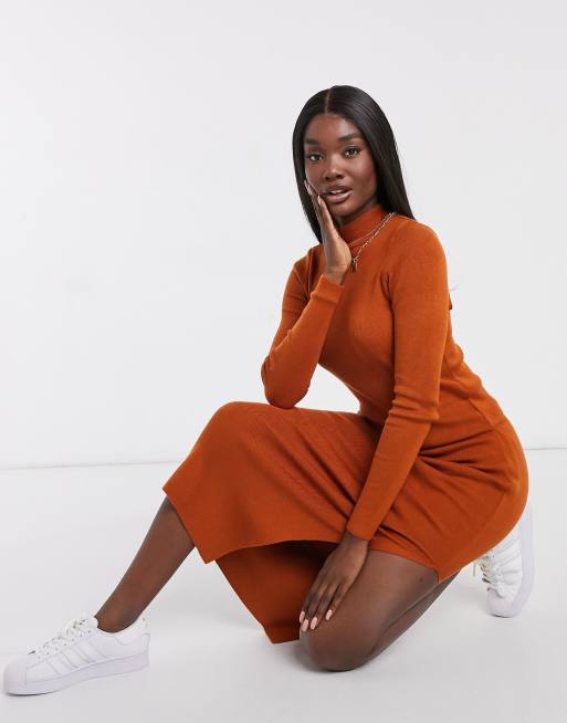 ASOS DESIGN knit sweater and skirt set in brown ASOS