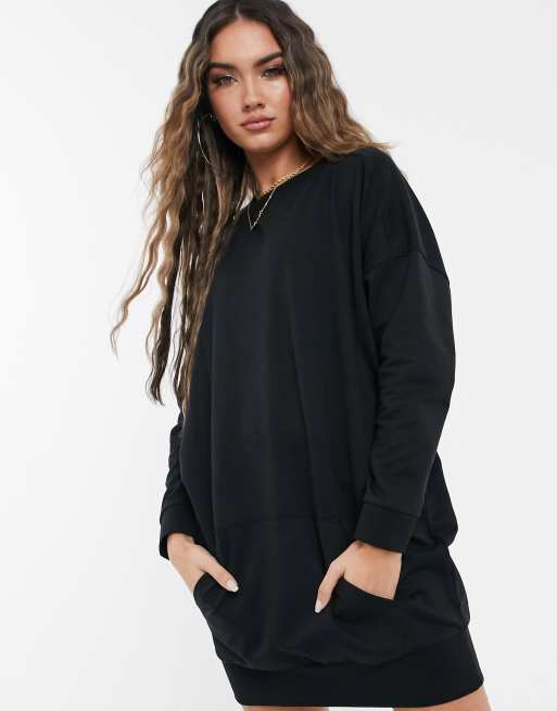 ASOS DESIGN - Sweaterjurk met zak vooraan in zwart