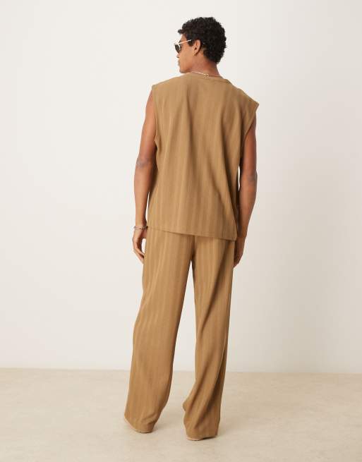 ASOS DESIGN sweatpants in brown jacquard stripe - part of a set
