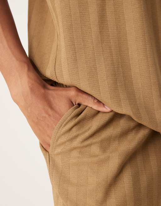 ASOS DESIGN sweatpants in brown jacquard stripe - part of a set