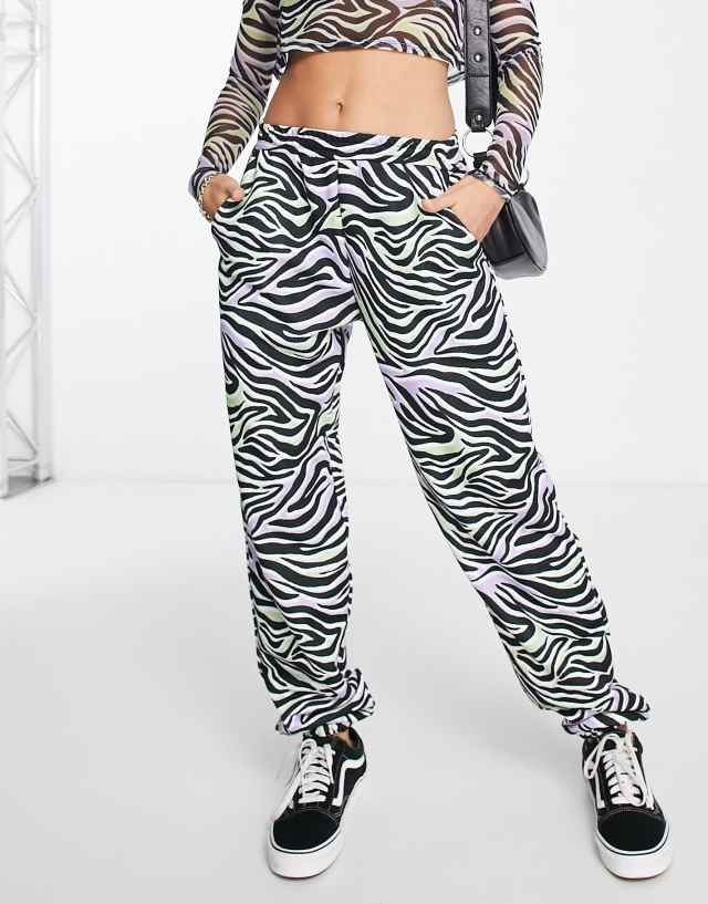 ASOS DESIGN sweatpants in zebra print - part of a set