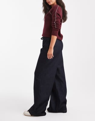 Asos Design Sweatpants-style Pull-on Wide Leg Jeans In Blue