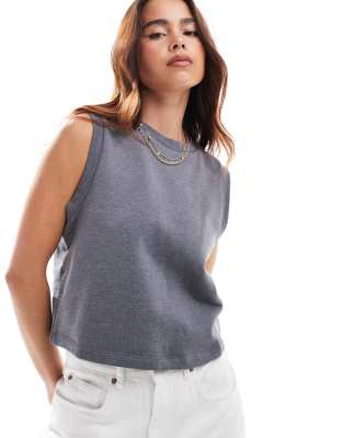 Asos Design Sweats Tank Top In Gray Heather