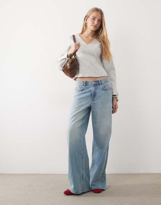 ASOS DESIGN sweatset i interlock med v-ringning och figursydd passform i gråmelerad, 2 av 4