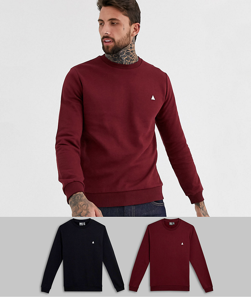 ASOS DESIGN sweatshirt 2 pack black / burgundy-Multi
