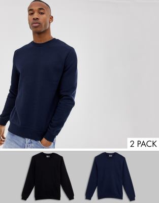 ASOS DESIGN - Set van 2 sweatshirts zwart/marineblauw-Multi Multi