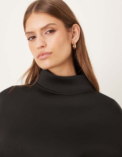 ASOS DESIGN – Sweatshirt aus neoprenartigem Stoff in Schwarz mit Stehkragen, 3 von 4