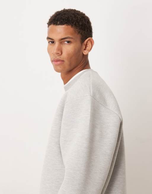 ASOS DESIGN – Sweatshirt aus schwerem, neoprenartigem Material in Grau meliert, mit Oversize-Passform und Rundhalsausschnitt, 4 von 5