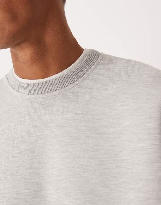 ASOS DESIGN – Sweatshirt aus schwerem, neoprenartigem Material in Grau meliert, mit Oversize-Passform und Rundhalsausschnitt, 5 von 5