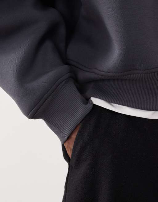 ASOS DESIGN – Sweatshirt aus schwerem, neoprenartigem Material in meliertem Anthrazit mit extremer Oversize-Passform, 5 von 5