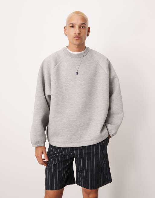 ASOS DESIGN – Sweatshirt aus schwerem neoprenartigem Material in meliertem Grau mit extremer Oversize-Passform , 2 von 4