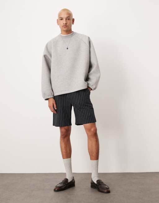 ASOS DESIGN – Sweatshirt aus schwerem neoprenartigem Material in meliertem Grau mit extremer Oversize-Passform , 3 von 4