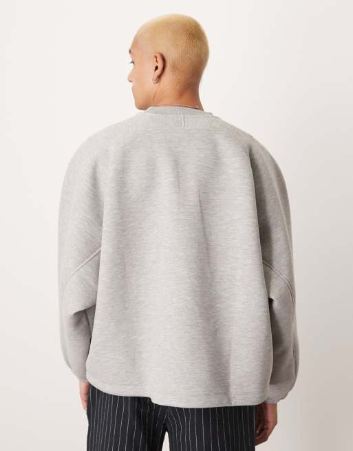 ASOS DESIGN – Sweatshirt aus schwerem neoprenartigem Material in meliertem Grau mit extremer Oversize-Passform , 4 von 4