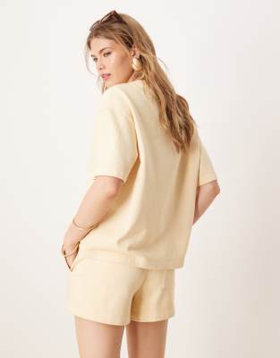 ASOS DESIGN sweatshirt fabric boxy tee in buttermilk - part of a set