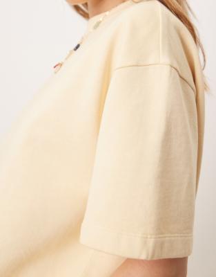 ASOS DESIGN sweatshirt fabric boxy tee in buttermilk - part of a set