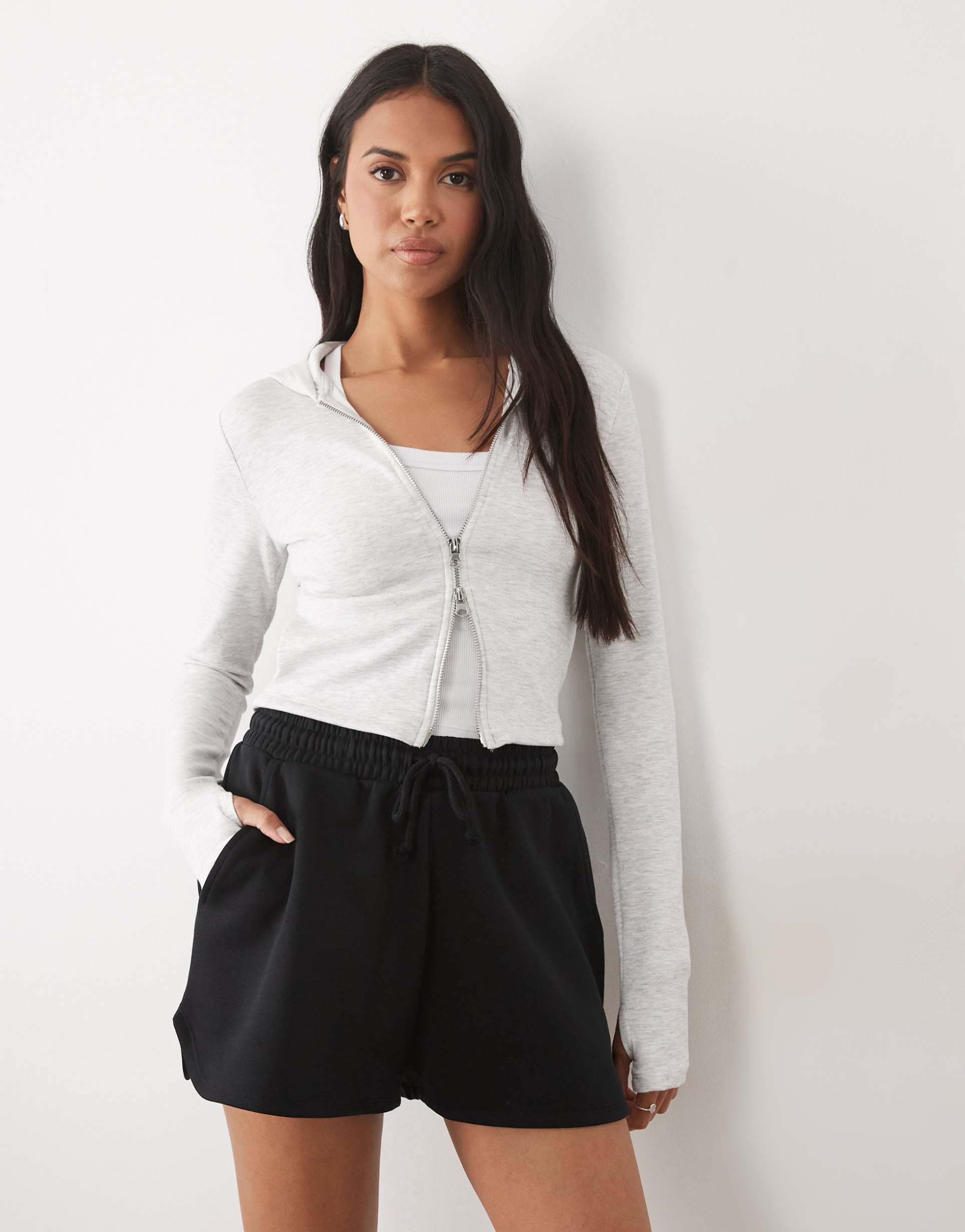 asos design sweatshirt fabric running short in black