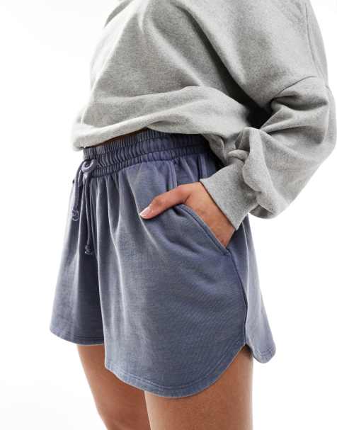 ASOS DESIGN sweatshirt fabric running shorts in washed blue - view 1