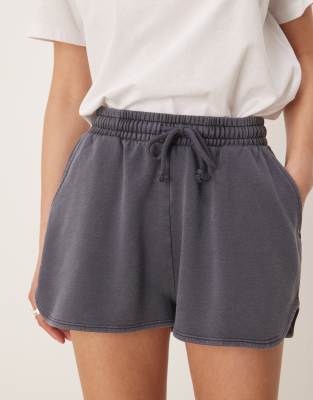 Asos Design Sweatshirt Fabric Running Shorts In Blue