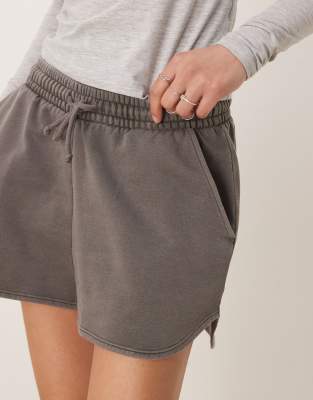 Asos Design Sweatshirt Fabric Running Shorts In Gray