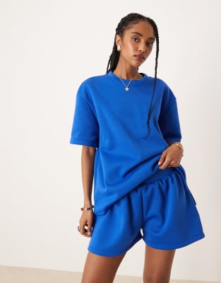 ASOS DESIGN sweatshirt fabric shorts in blue