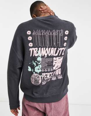 ASOS DESIGN – Sweatshirt i oversize av omvänt loopback-material med flera tryck