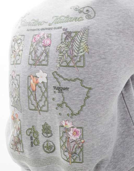 ASOS DESIGN – Sweatshirt i oversize med boxig passform, rund halsringning och blomtryck framtill och baktill, 3 av 4