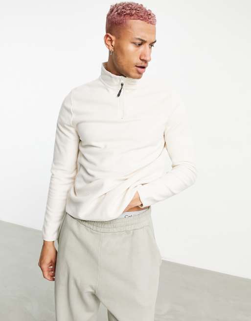 ASOS DESIGN - Sweatshirt i polar-fleece med lynlås i halsen