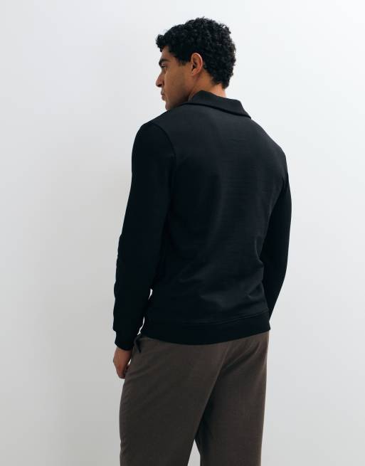ASOS DESIGN Sweatshirt im engen Schnitt mit umgeschlagenem Kragen in Schwarz, 4 von 5