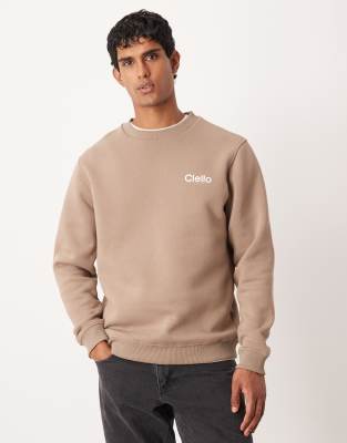 Sweatshirt in Beige mit Brust-Print-Grün Grün M