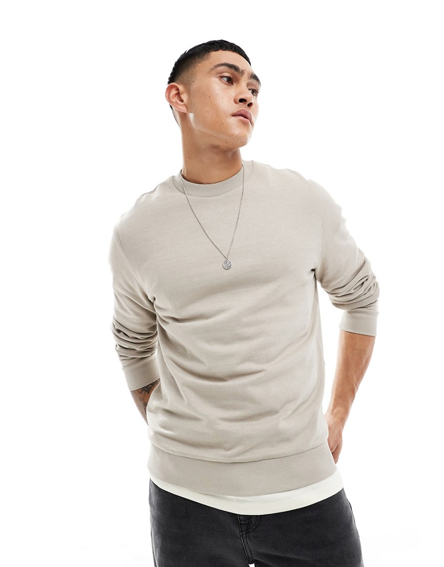 Asos Design Sweatshirt In Beige-neutral In Gray