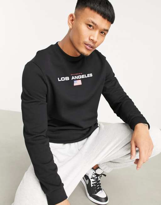 ASOS DESIGN sweatshirt in black with Los Angeles city print