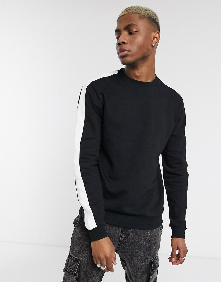 ASOS DESIGN sweatshirt in black with side stripe