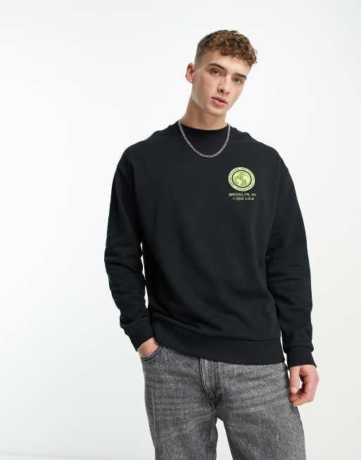 ASOS DESIGN sweatshirt in black with spine back print and chest print, 4 of 4