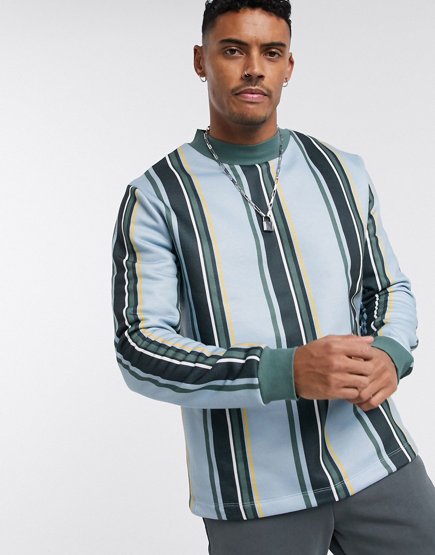 ASOS DESIGN - Sweatshirt in blauw met verticale strepen-Multi
