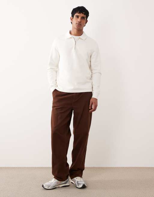 ASOS DESIGN – Sweatshirt in Cremeweiß mit kurzem Reißverschluss, 2 von 5