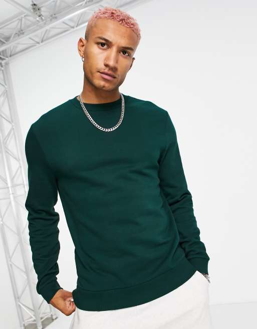 ASOS DESIGN sweatshirt in dark green MGREEN