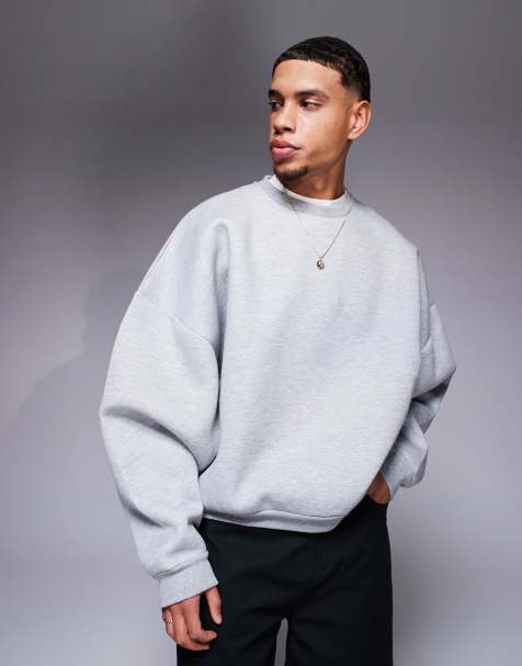 ASOS DESIGN – Sweatshirt in Grau meliert mit extremer Oversize-Passform aus Neopren-Imitat - view 1