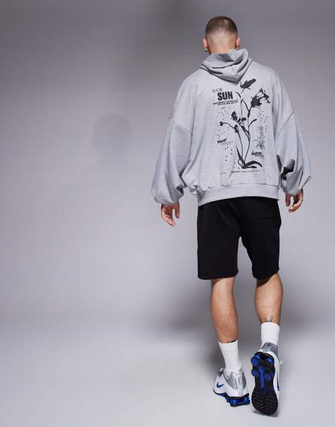ASOS DESIGN – Sweatshirt in Grau meliert mit extremer Oversize-Passform und Souvenir-Prints - view 1